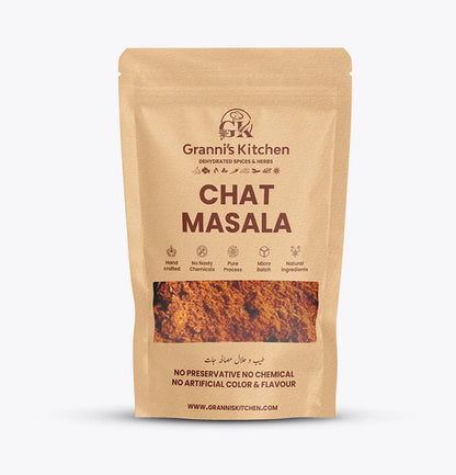 Granni's Kitchen Chat Masala - Handcrafted with Natural Ingredients, Free from Preservatives, Artificial Colors & Flavors. Made with a Pure Process, Micro-Batch Production, and No Nasty Chemicals. Ideal for Adding Flavor to Your Snacks with Healthy, Authentic Taste.