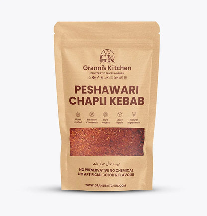 Granni's Kitchen Peshawari Chapli Kebab spice package on a white background