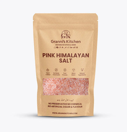 paper packaging of Granni's Kitchen Pink Himalayan Salt on a white background