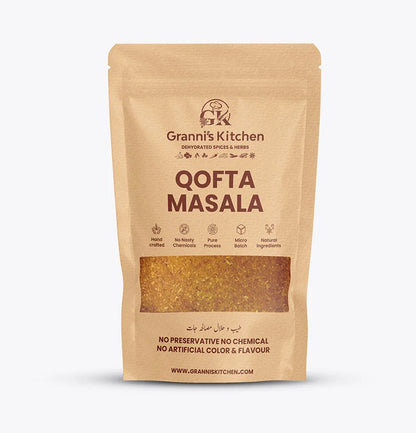 paper packaging of Granni's Kitchen Qofta Masala on a white background