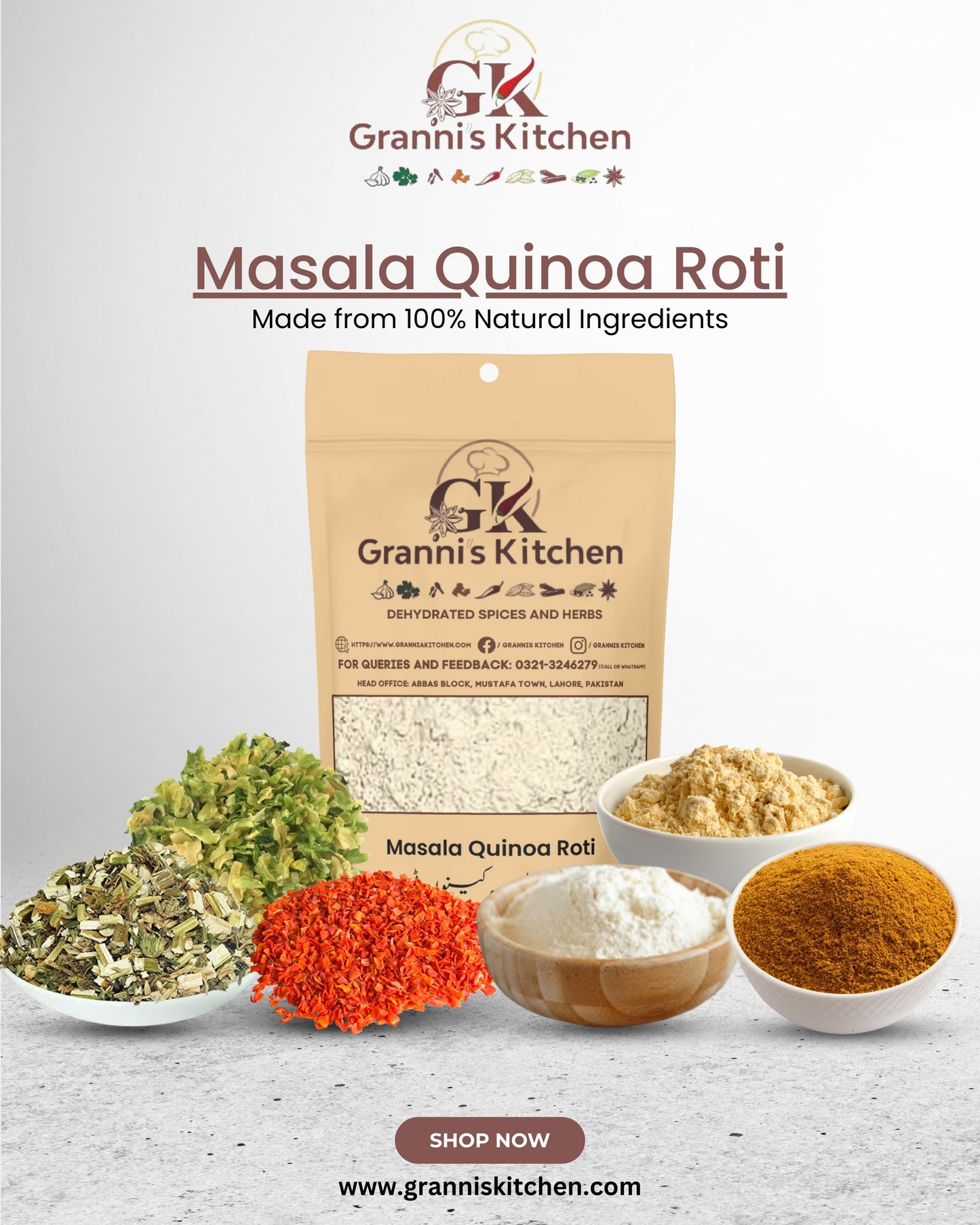Masala Quinoa Roti ( 30 servings)