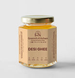 Granni's Kitchen Desi Ghee - Handcrafted with Natural Ingredients, Free from Preservatives, Artificial Colors & Flavors. Made Using a Pure Process and Micro-Batch Production for Rich and Authentic Ghee. Perfect for Cooking, Baking, and Enhancing the Flavor of Your Dishes.