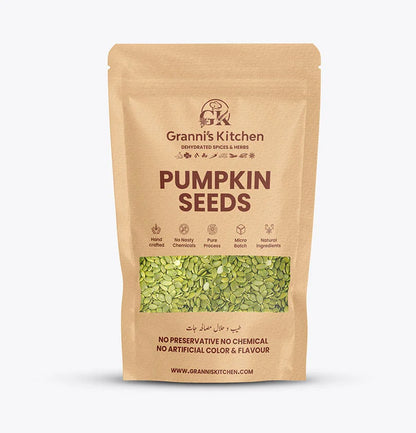 Bag of Granni's Kitchen pumpkin seeds on a white background