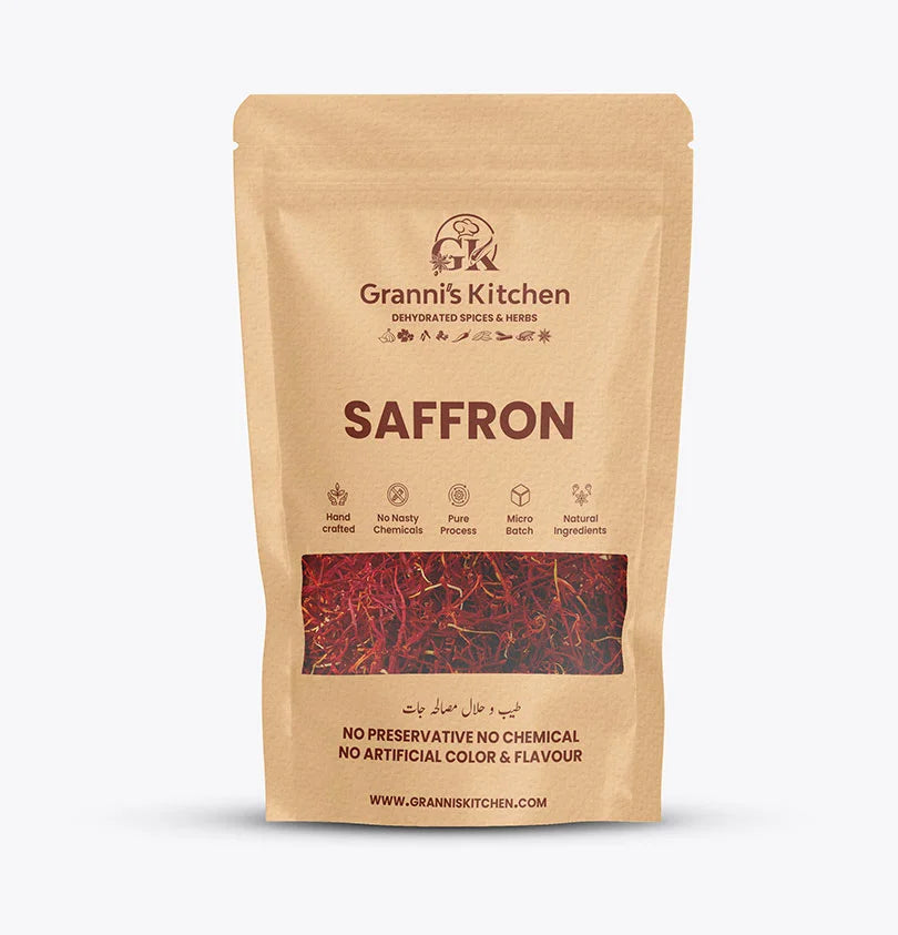 Granni's Kitchen saffron package on a white background