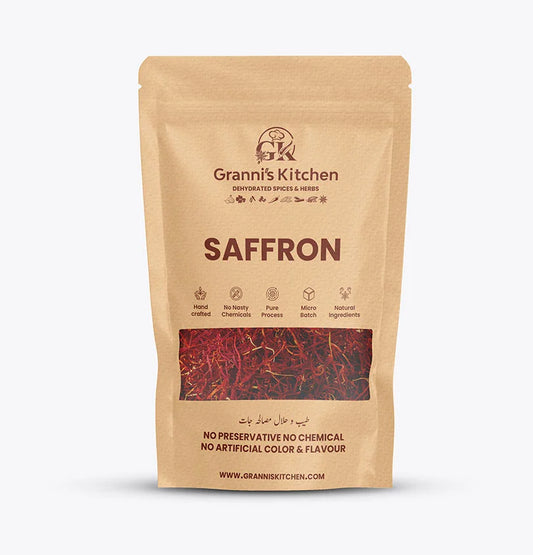 Granni's Kitchen saffron package on a white background